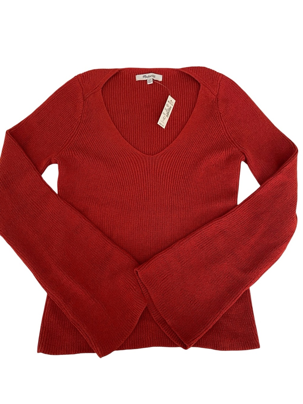 NWT J CREW DEEP ORANGE FLARE SLEEVE SWEATER SIZE XXS